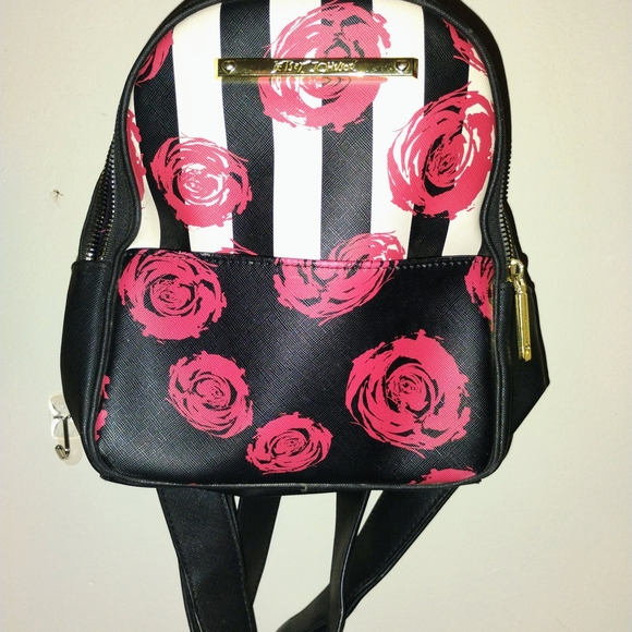 Betsey Johnson Handbags - Betsey Johnson Black and Pink Floral Backpack
